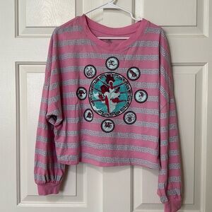 Pink Hercules Muses Cropped Long Sleeve T-Shirt